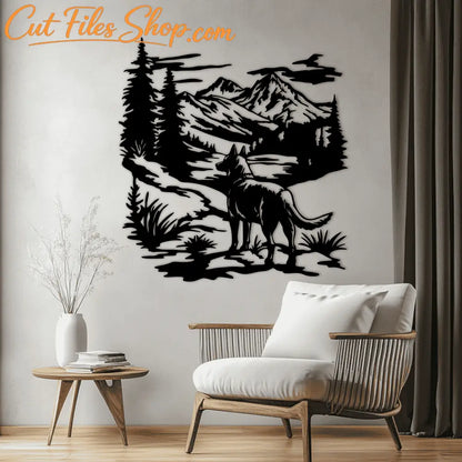 Mountain German Shepherd CNC Design, DXF for Plasma & Laser Cutting