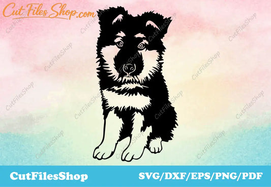 German Shepherd vector, dog cut file for cricut, dxf for laser cutting, silhouette files