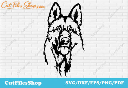 Free SVG images, SVG cut files, Silhouette files, custom svg, vector images, pet svg, dog for cricut, dog for laser cut, German Shepherd vector image, pet for cricut, sticker svg file, Silhouette dxf file