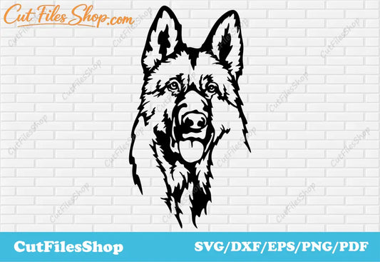 Free SVG images, SVG cut files, Silhouette files, custom svg, vector images, pet svg, dog for cricut, dog for laser cut, German Shepherd vector image, pet for cricut, sticker svg file, Silhouette dxf file