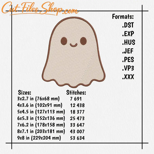 cute ghost embroidery design for halloween
