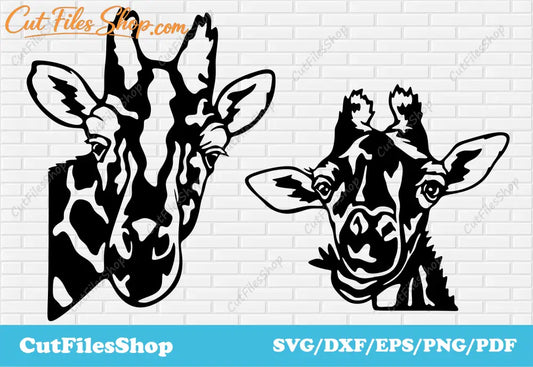 Giraffes vector cut files for cricut, cute animals for laser cutting, dxf for cnc cut, funny animals svg, Giraffe svg, t-shirt designs, png for sublimation, popular  vector images, Vector T-shirt Designs