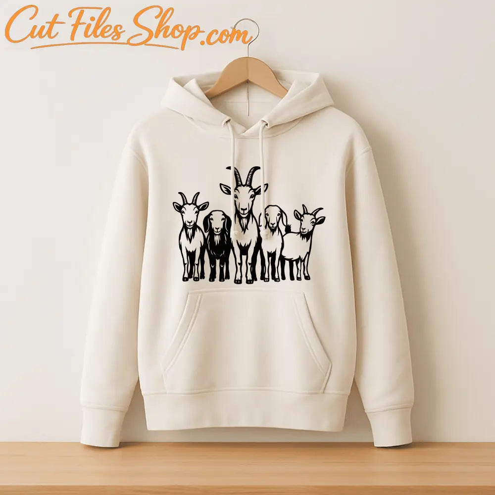 Farm goat family PNG for t-shirts and mugs