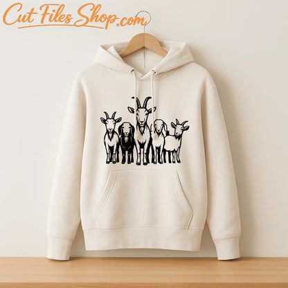 Farm goat family PNG for t-shirts and mugs