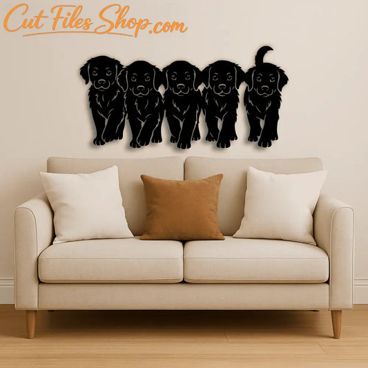 Dog puppies DXF for CNC and laser cutting