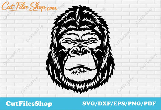 Gorilla svg cut files for cricut, dxf art, laser cut vector, paper cutting svg, t shirt designs, Cut files, Gorilla dxf, Gorilla cut files, animals cut files, sublimation svg, laser cut, laser cut vector, free laser cut files, free dxf files, laser engraving files, laser engraving svg, laser engraving images, dxf for cnc, dxf images