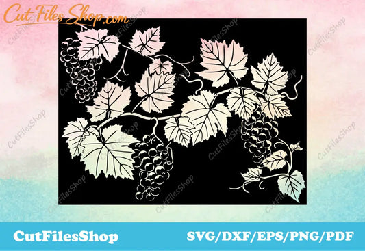 Grape dxf files, grape svg files, dxf panels, wall design dxf file, files for cnc plasma, laser cutting, plasma cutting files, cricut svg files, Silhouette cameo files