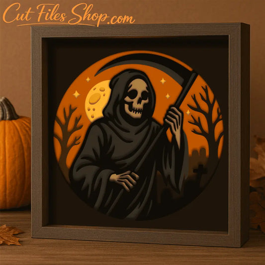 Multilayer Reaper shadow box design for Cricut and Glowforge