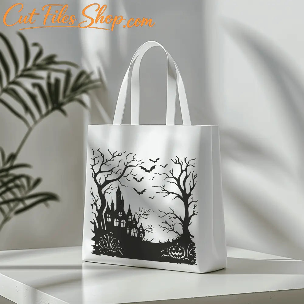 Spooky Castle SVG for Cricut, Glowforge, Halloween Sublimation, Halloween bags Design
