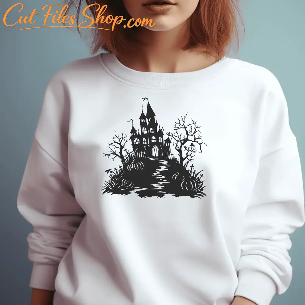 Halloween Castle SVG, DXF for Cricut & Glowforge, Sublimation Design for Spooky Creative Projects, Halloween T-shirt design, Halloween decor DIY