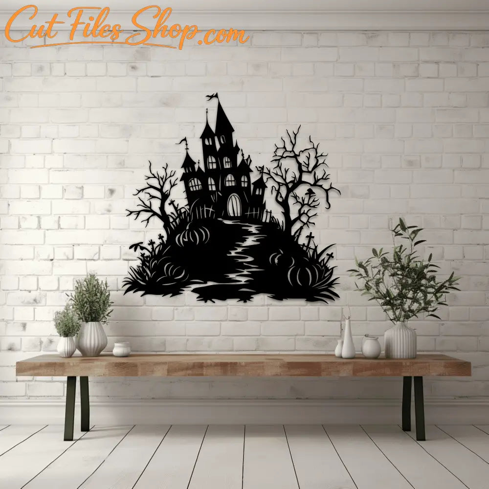 Halloween Castle SVG, DXF for Cricut & Glowforge, Halloween metal decor DIY
