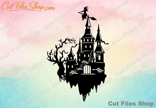 Halloween castle cut files, Witch svg, happy halloween design, halloween shirt svg, cricut svg, halloween png, png downloads, svg to cricut