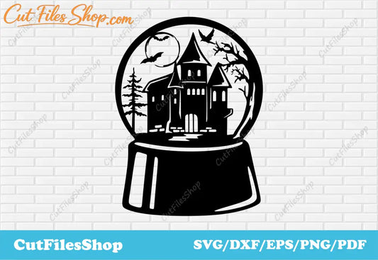 Halloween scene dxf for laser cut, Svg Halloween for cricut, Decor Halloween dxf, Halloween castle dxf svg, funny halloween dxf svg, Halloween vector images, Cut Files Shop