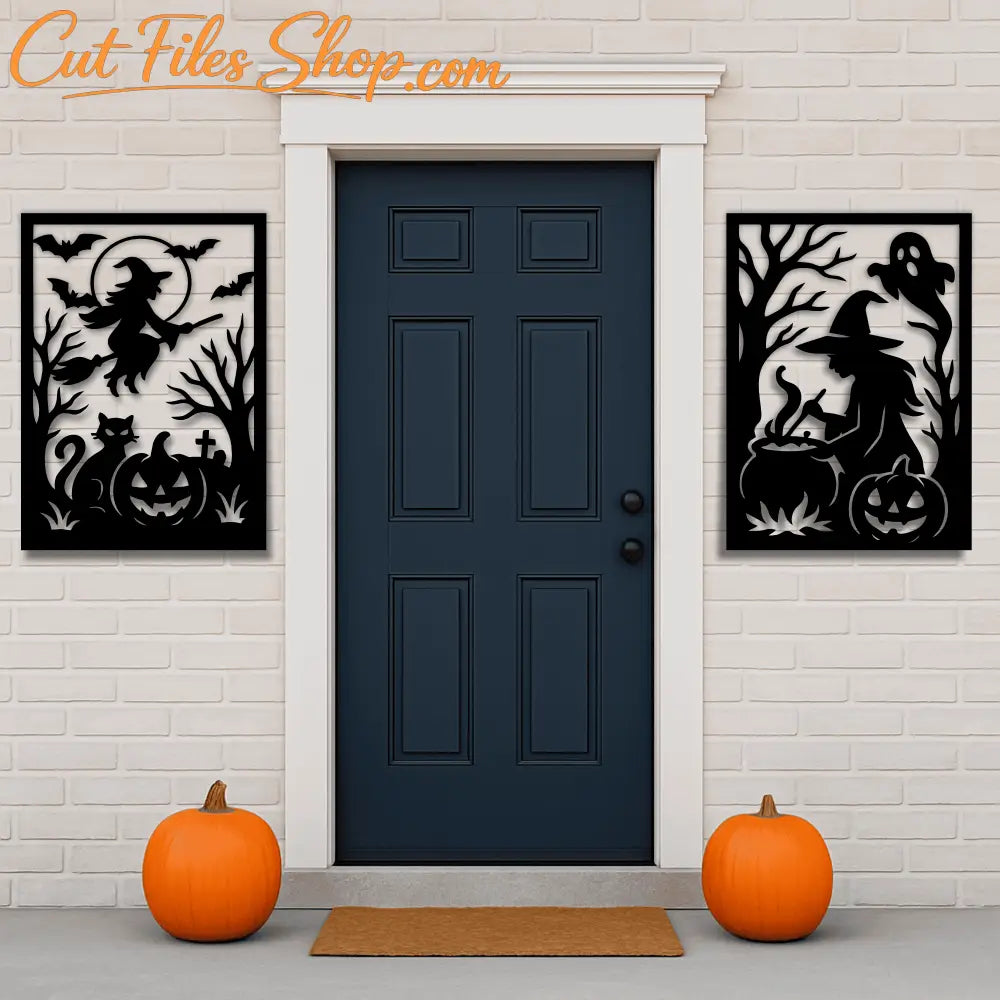 Ghosts and pumpkins Halloween SVG DXF for wall art