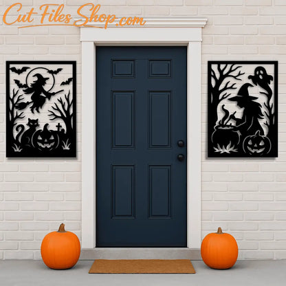 Ghosts and pumpkins Halloween SVG DXF for wall art