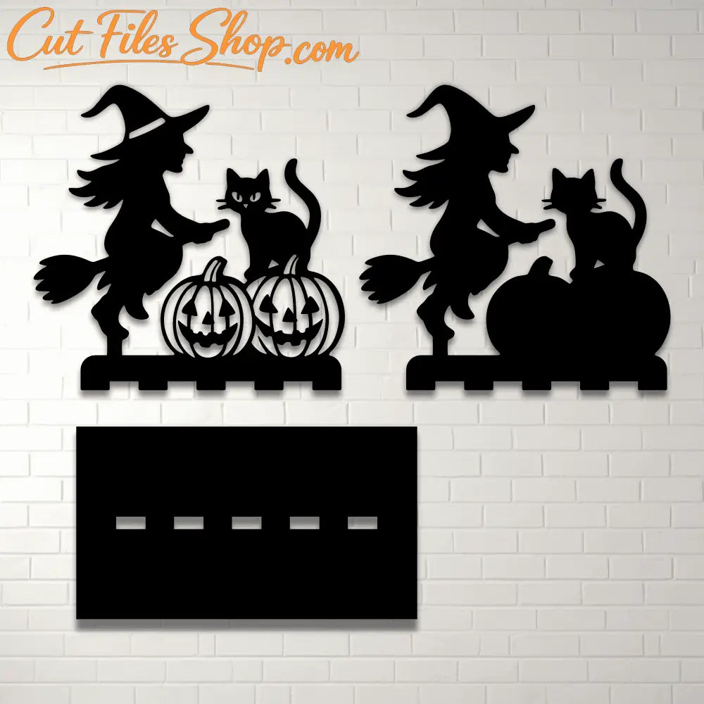 Halloween Witch Cat Pumpkin Statue – Layered SVG DXF Files for Laser Cutting - Digital Artwork