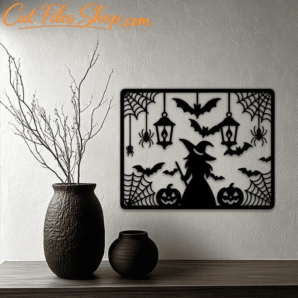 Halloween lantern and cobweb vector DXF for spooky décor