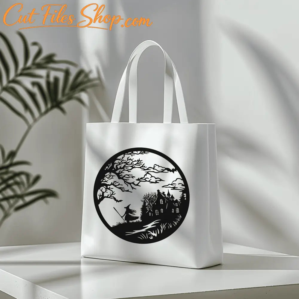 Witch SVG Cut Files for Cricut & Silhouette, DXF for CNC, Halloween Bag & DIY Decor, Premium SVG
