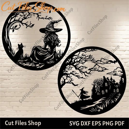 Halloween Witch SVG, Cut Files for Cricut & Silhouette, DXF for CNC, DIY Halloween Decor & T-Shirt Design, Best free svg files
