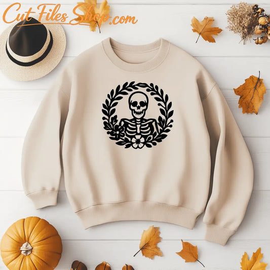 Skeleton wreath PNG for party decorations or sublimation projects