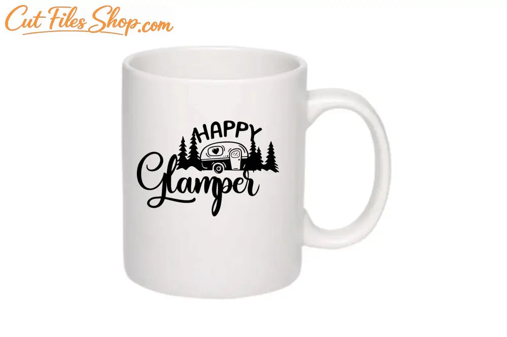 Cup designs svg dxf, happy glamper svg, gift svg, cool dxf svg files, card making svg, stickers dxf svg, laser engraving, camp svg