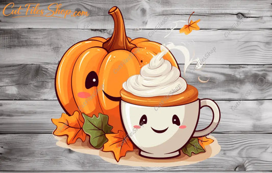 Halloween shopper png design, happy pumpkin with coffee png, halloween coffee cup, sublimation png, halloween for t shirt, jpeg halloween