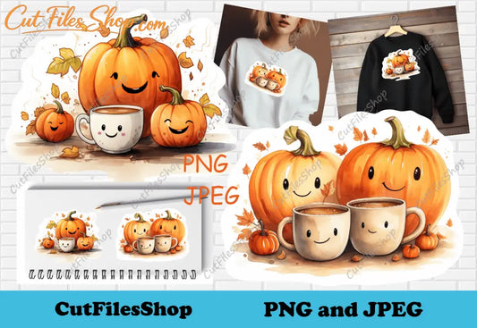 Huppy pumpkins png for sublimation, t-shirt design, pumpkins sticker, baby pumpkins png, funny pumpkins for sticker, png for web design, printable files, pumpkins with coffee png, pumpkins for scrapbooking