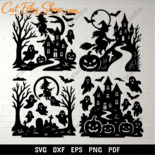 Haunted house Halloween SVG DXF bundle for Cricut cutting