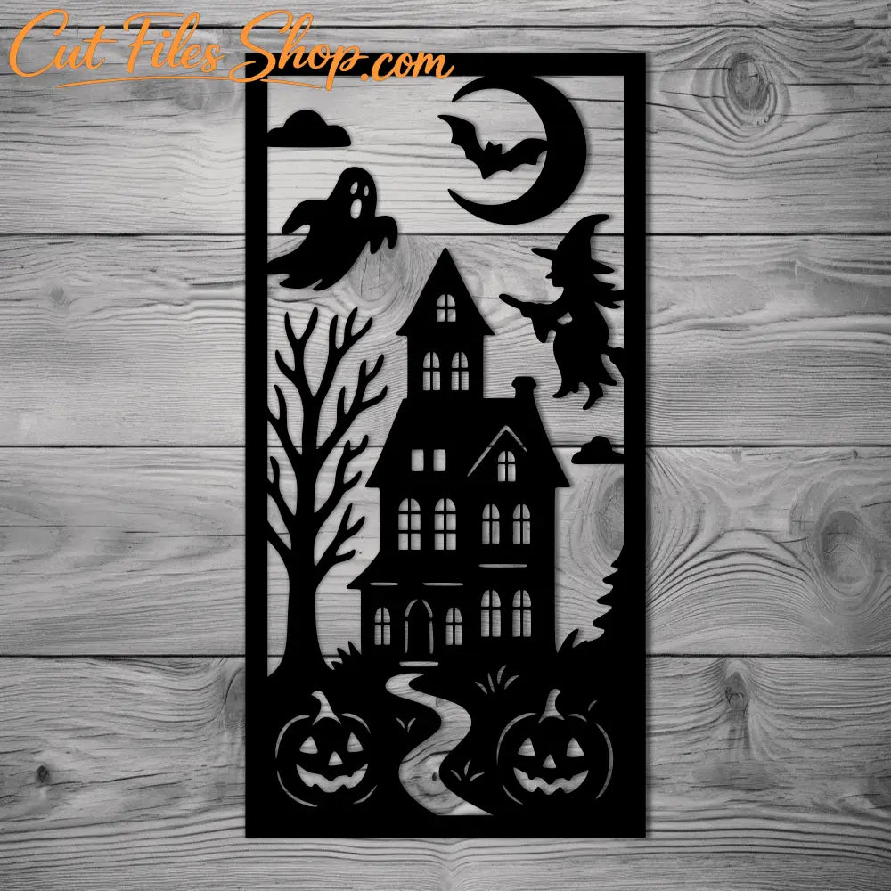 Haunted house panel SVG DXF PNG for wall décor