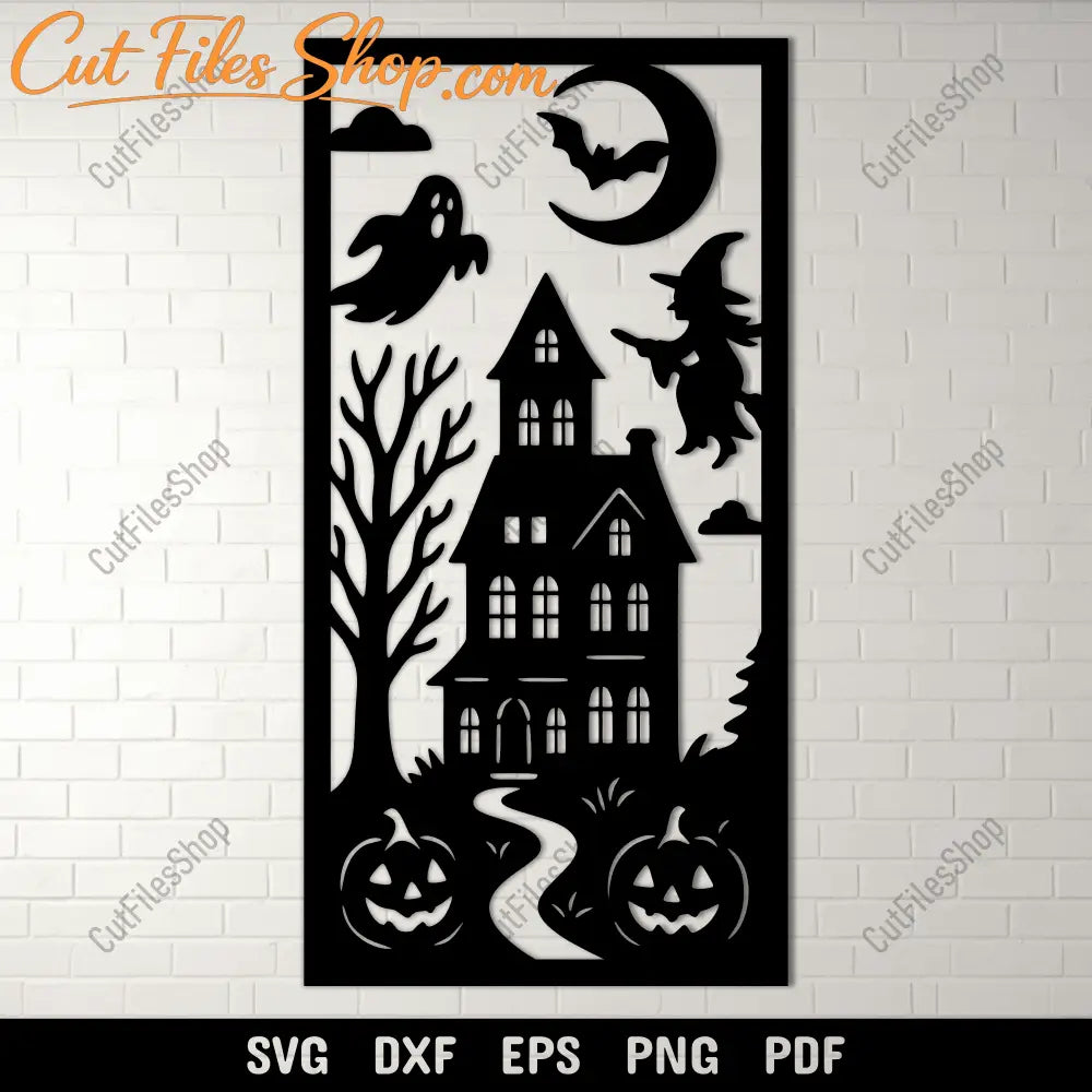 Haunted house SVG DXF PNG for CNC laser cutting