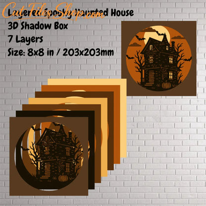 Halloween papercraft design haunted mansion light box template