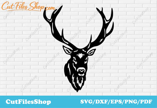 Head deer dxf, CNC files for Cutting machine, Svg deer for cricut, vector t-shirt design, deer cutting files, deer for cricut, free dxf deer, free decor dxf, wall art dxf, plasma dxf animals, laser files dxf animals, free svg files, free cricut designs space, free vectors, t-shirt vectors
