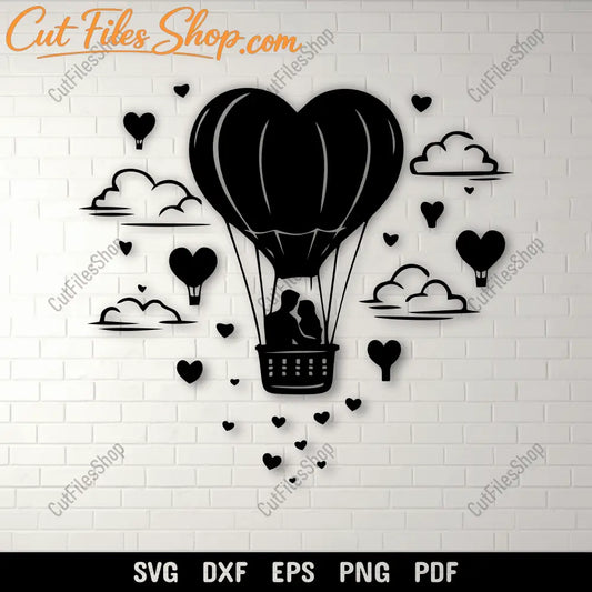 Heart Balloon SVG DXF EPS PNG for Cricut, laser cutting, CNC and sublimation