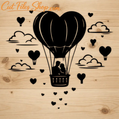 Romantic balloon couple SVG PNG for CNC plasma and wall decor