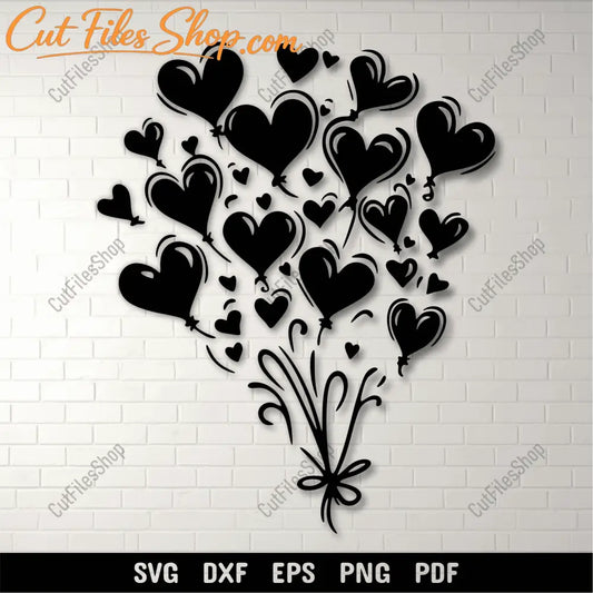 Heart Balloons DXF for CNC & Laser Cutting, SVG for Cricut, DIY Birthday Decor, Sublimation Design