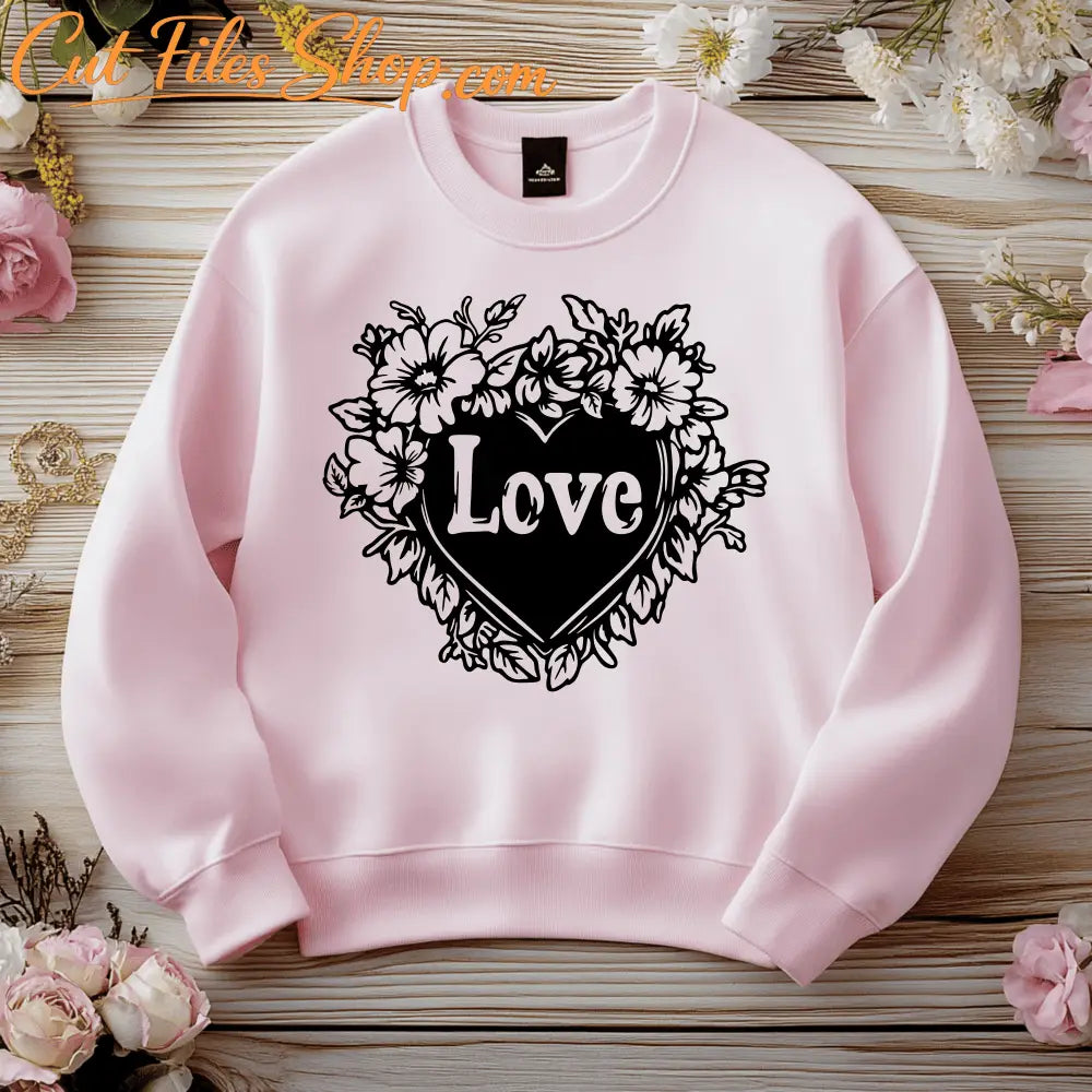 Wedding Flower and Heart SVG, CNC DXF for Laser Cut, Cricut Valentine Design, Sublimation Files