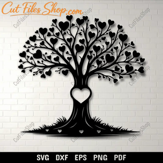 Heart Tree SVG DXF EPS PNG for laser cutting, CNC and plasma