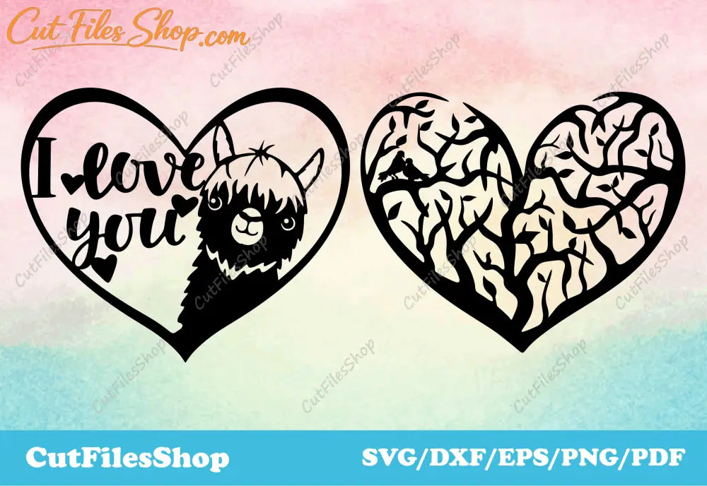Cutting svg files with silhouette cameo, png collection zip download, eps files download, Dxf files for CNC Plasma & Laser cut, Hearts svg cut files, heart for valentines, clip art valentine hearts, laser cutting dxf files
