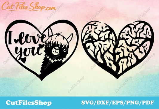 Cutting svg files with silhouette cameo, png collection zip download, eps files download, Dxf files for CNC Plasma & Laser cut, Hearts svg cut files, heart for valentines, clip art valentine hearts, laser cutting dxf files