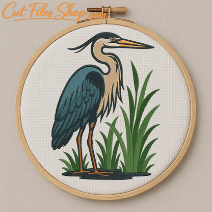 Peaceful heron embroidery for home décor