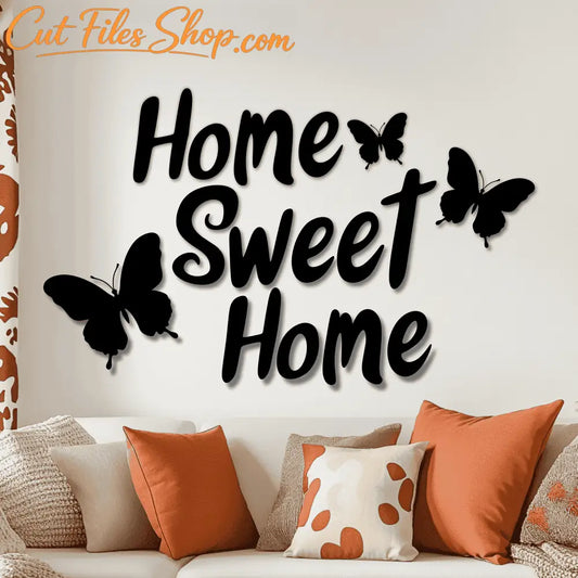 Butterfly Home Sweet Home SVG, Doormat Svg, Cut files Shop, Free download Svg files