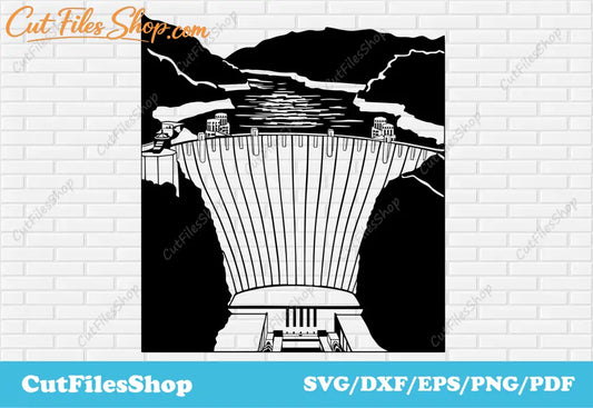 Hoover dam svg, dxf wall panel, vector images, cnc plasma dxf files, svg files for cricut, svg for silhouette, dxf for laser cut