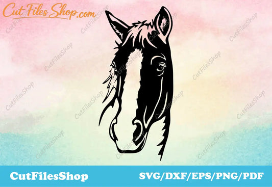 Horse dxf files for laser cutting, dxf wall decor for plasma cutting, Svg cutting file for cricut, horse cut file, horse for cricut, horse head dxf svg files for cutting