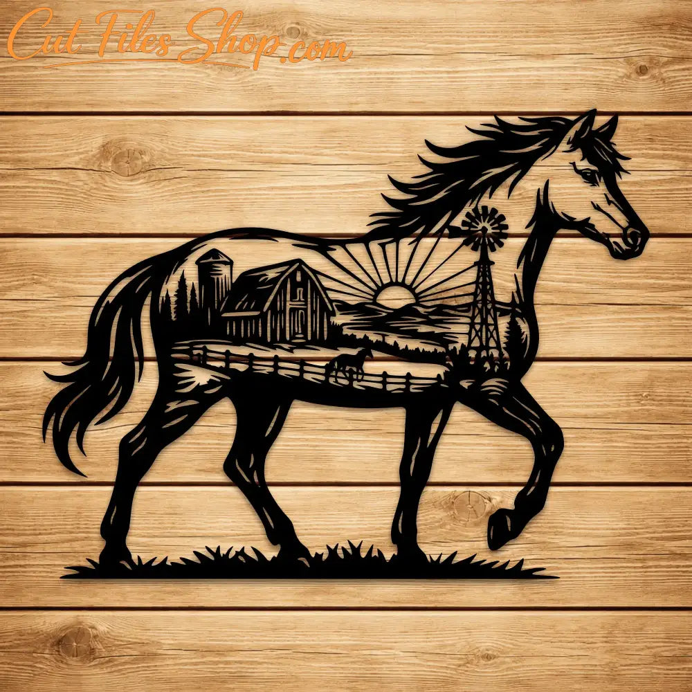 horse farm cnc laser cut design