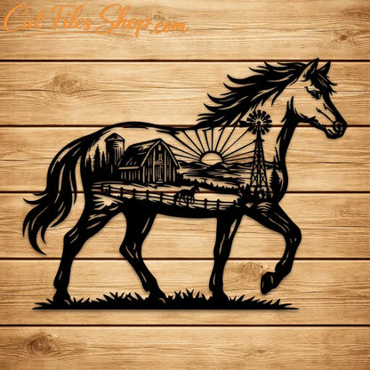 horse farm cnc laser cut design