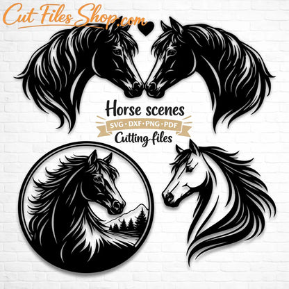 horse couple svg laser cut files