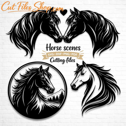 horse couple svg laser cut files