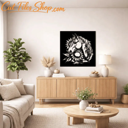 Floral horse panel dxf for laser
