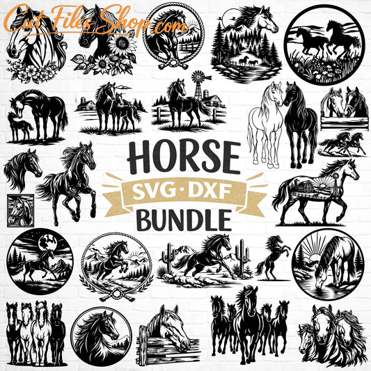 Horse SVG bundle 100 designs for CNC and laser