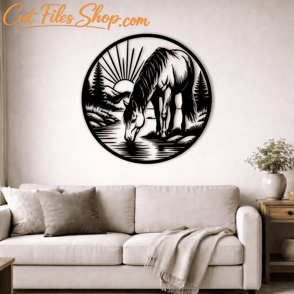 Sunset horse laser cut file for Glowforge